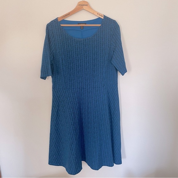 Lands' End Women's Blue Geometric Pattern Fit & Flare Dress Size XL (18) - Picture 7 of 7